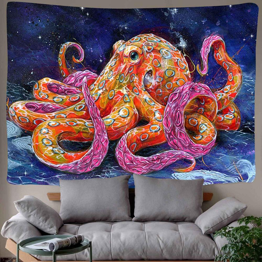 Simsant Psychedelic Octopus Koifish Tapestry Rabbi..
